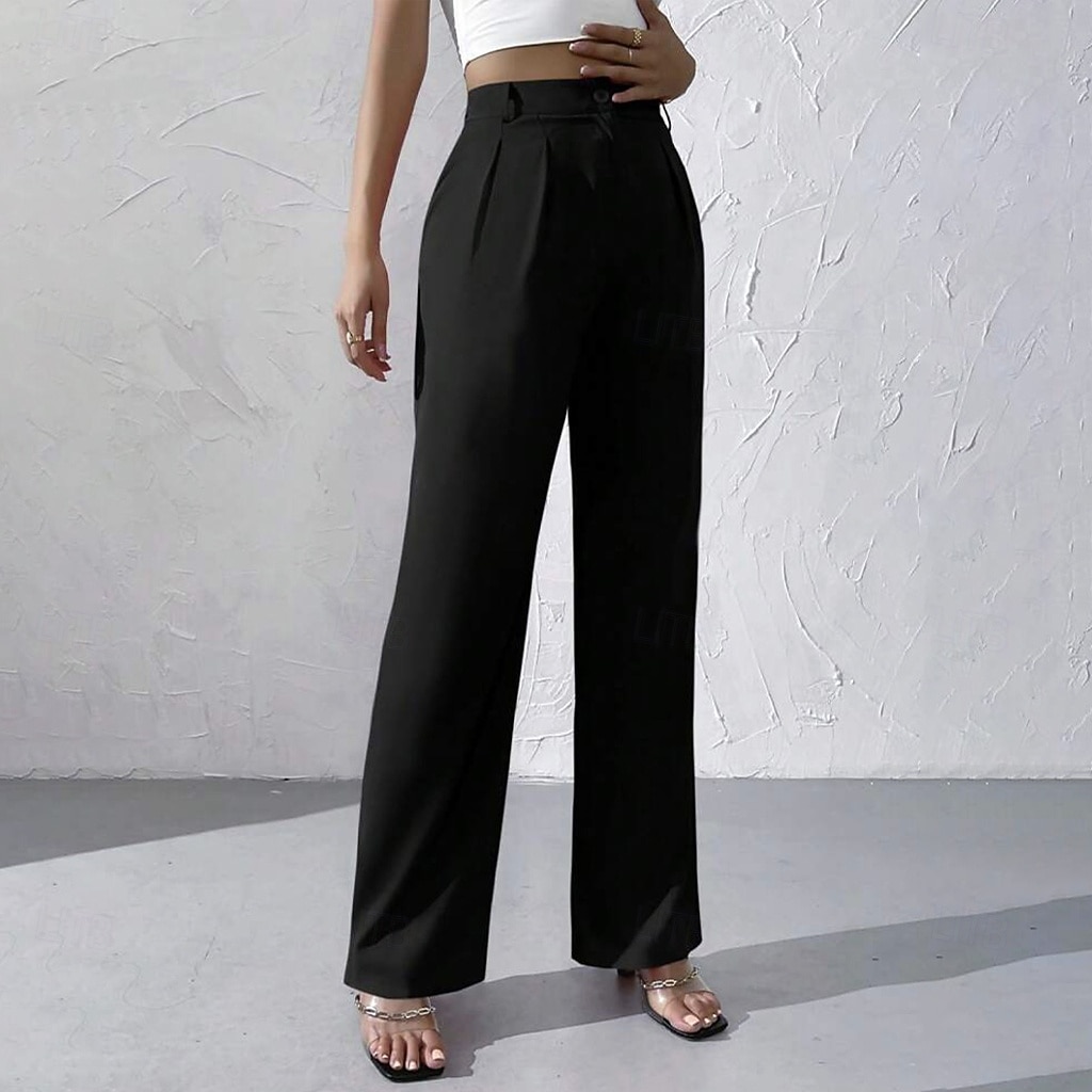 Pentru femei Pantaloni Costume Pantaloni de vară Vacanță Modă Casul Zilnic Lungime totală Talie Înaltă Culoare solidă Simplu Fermoar Buzunar Picior Larg Confort Ușor Απαλό Micro-elastic Haine de 2026 - $37.99 –P2