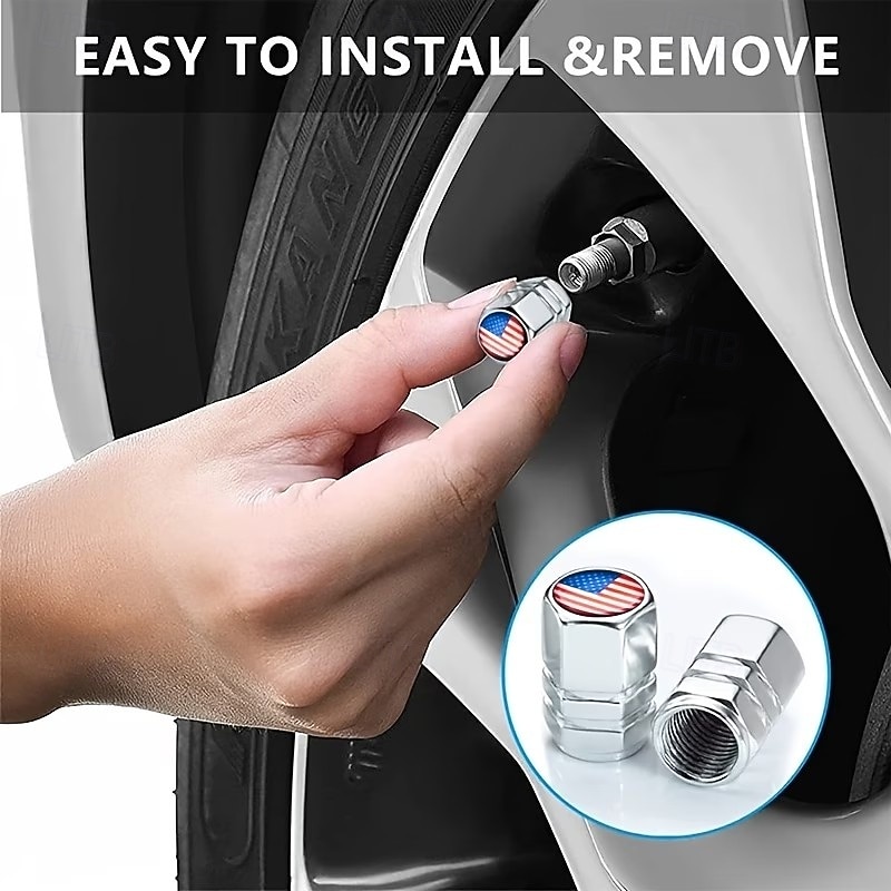 12 stk. patriotiske amerikanske flagg dekkventilhetter, aluminium sekskant støvtette bilhjulventilhetter, 4. juli uavhengighetsdagen 250-årsjubileum minnedag dekorasjoner 2026 - $15.99 –P2