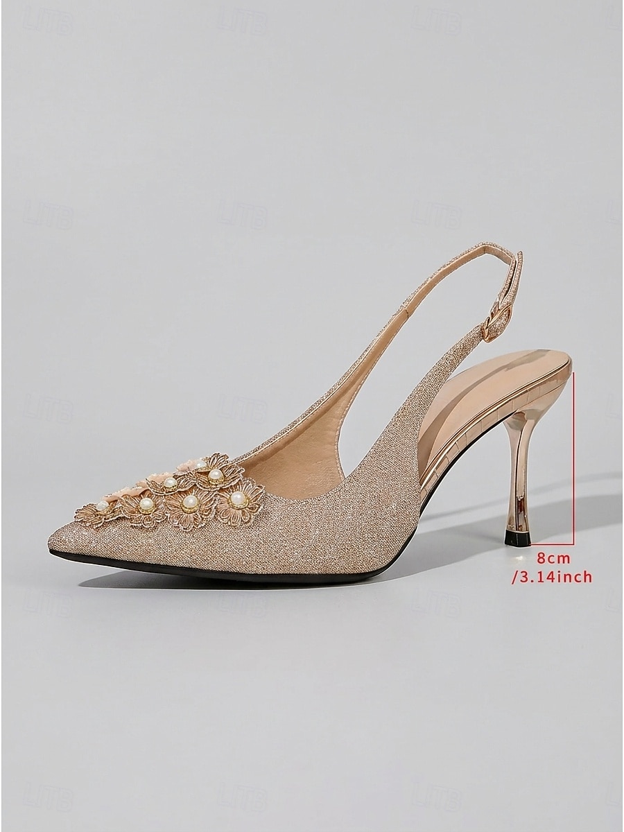 damesko med champagnefargede slingback-hæler – elegante sko til brudens mor til bryllup i byen 2026 - $42.99 –P1