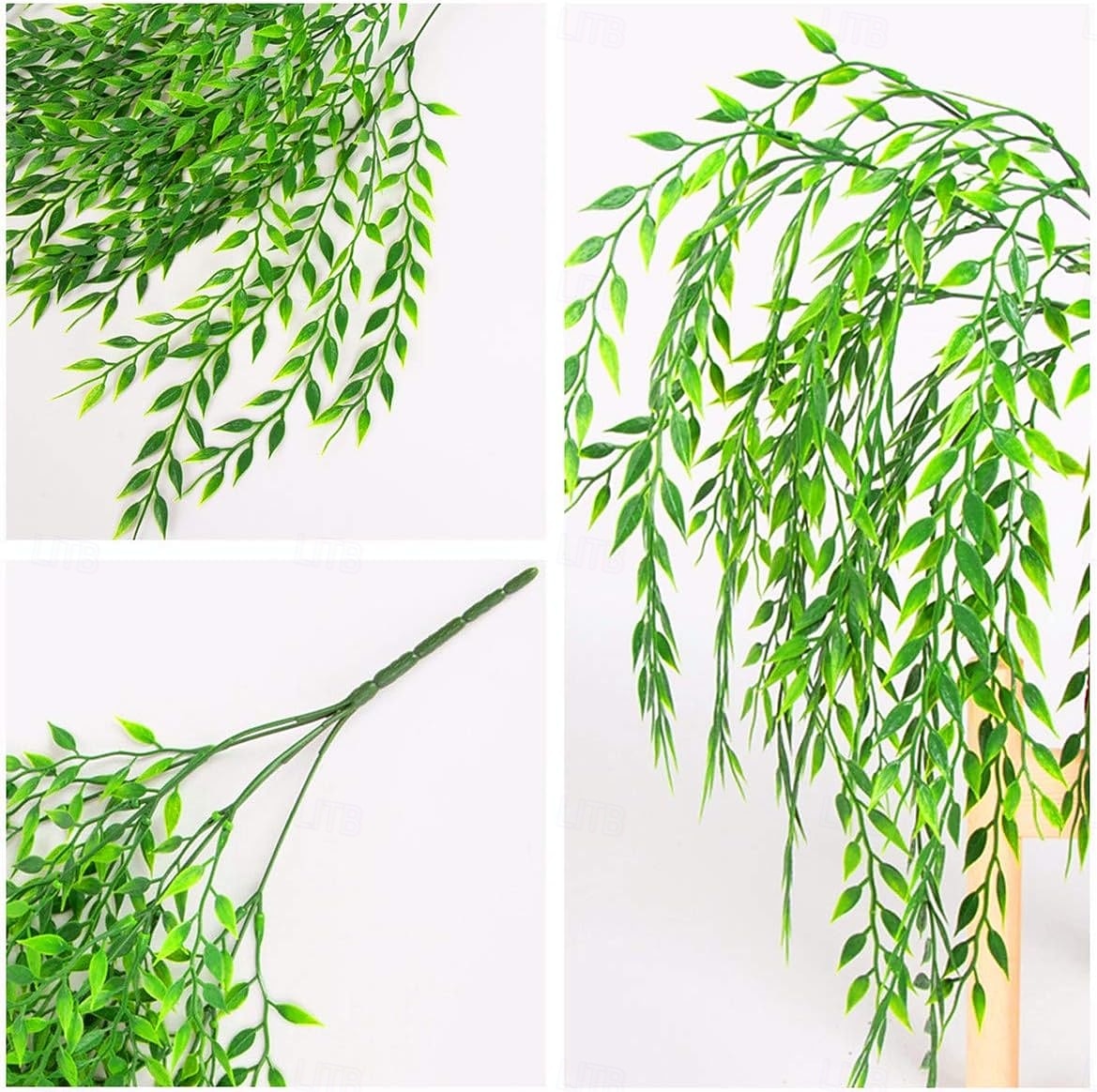 8 kusů umělé vrby, UV odolné plastové rostliny, zeleň, listy, umělá závěsná réva, umělý břečťan, pro domácnost, interiér, exteriér, zahradu, dveře, zeď, DIY, košík, výplň do květináčů, svatební, 2026 - $16.99 –P5