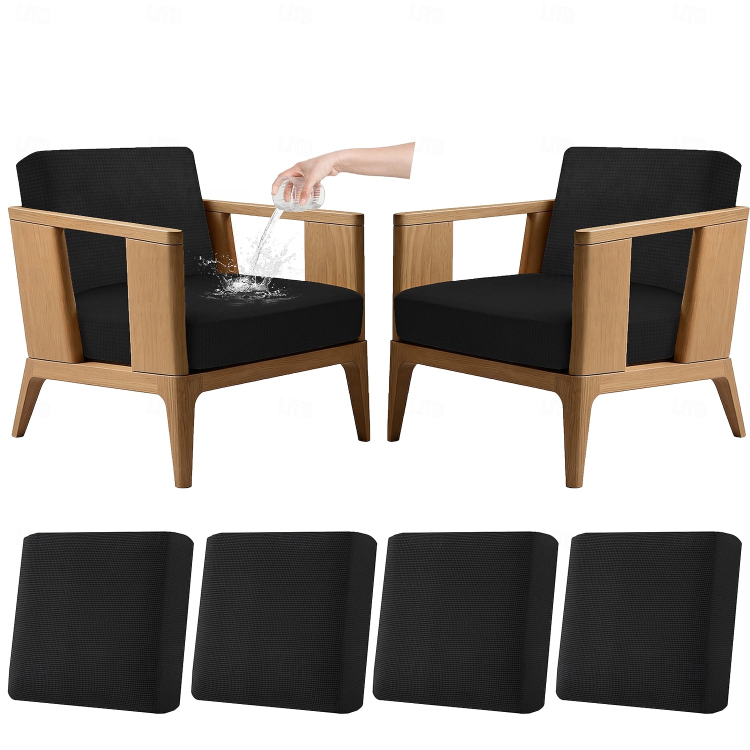 4 stuks stretch kussenhoezen voor buiten, 100% waterdicht, vervangende hoezen voor tuinbanken en -sofa's, wasbare en herbruikbare meubelbeschermers. 2026 - $45.99 –P7
