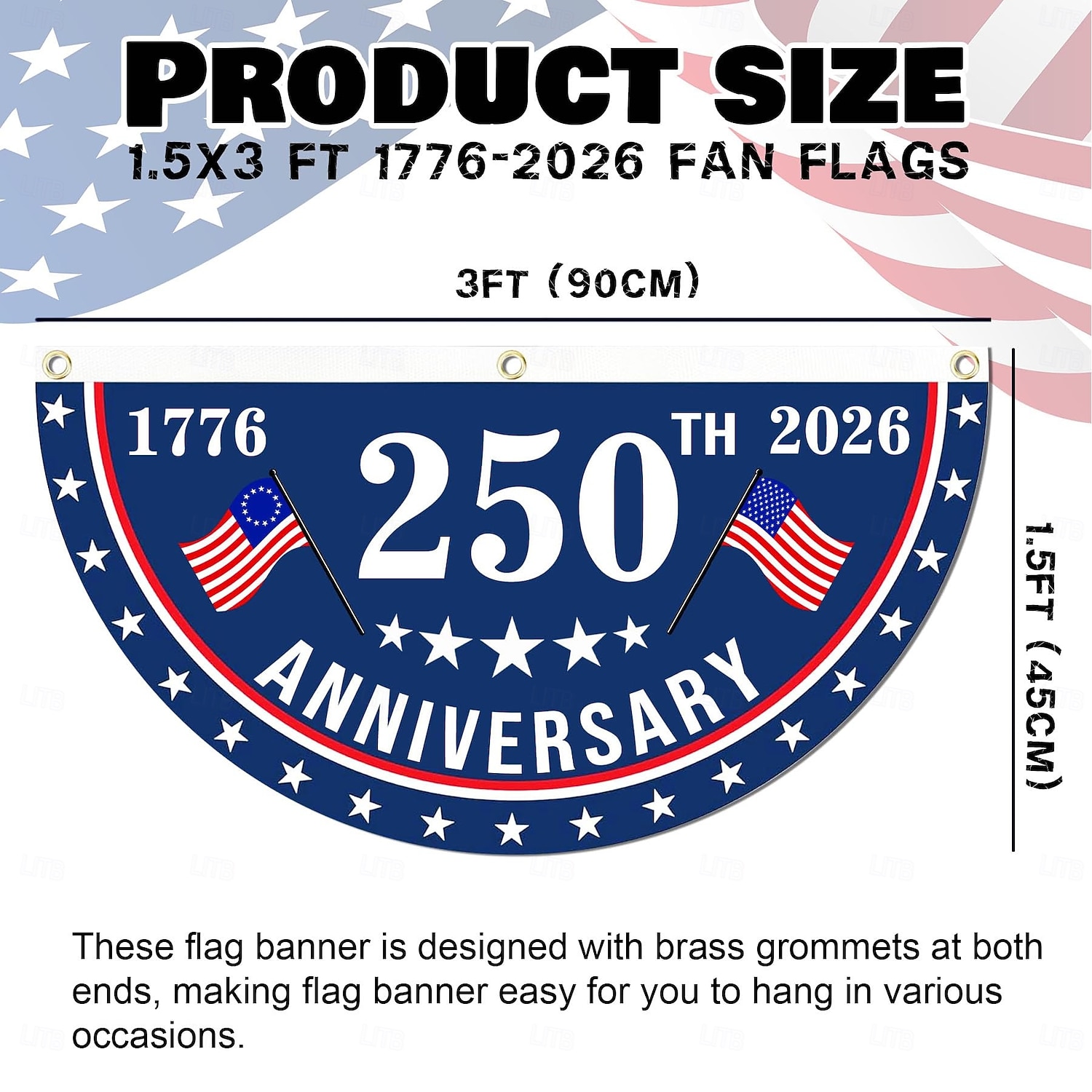 2 darab USA 250. évfordulós zászló 1,5X3 FT 1776-2026 szurkolói zászlók patriotikus csillagok kültéri díszek frontajtóra teraszra üdvözlő háttér fém grommetekkel 2026 - $17.99 –P2