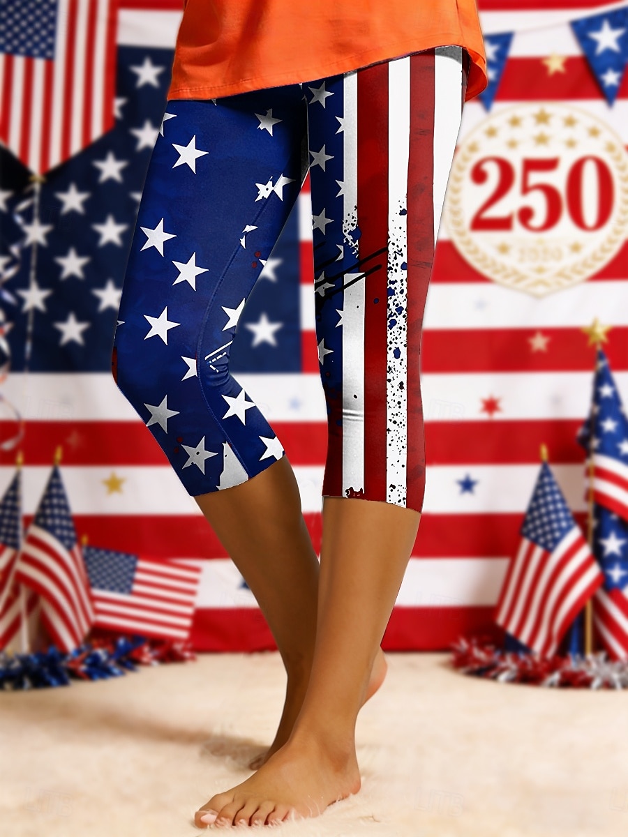 בגדי ריקוד נשים חותלות חופשה אופנתי יום יומי קפריס מותניים גבוהיםPantsיום העצמאות האמריקאי גראפי דגל אמריקה דפוס קומפורט רך נוח סטרצ'י (נמתח) יומי רחוב חגים פול לבן אודם קיץ אביב גזרה צרה 2026 - $21.99 –P3
