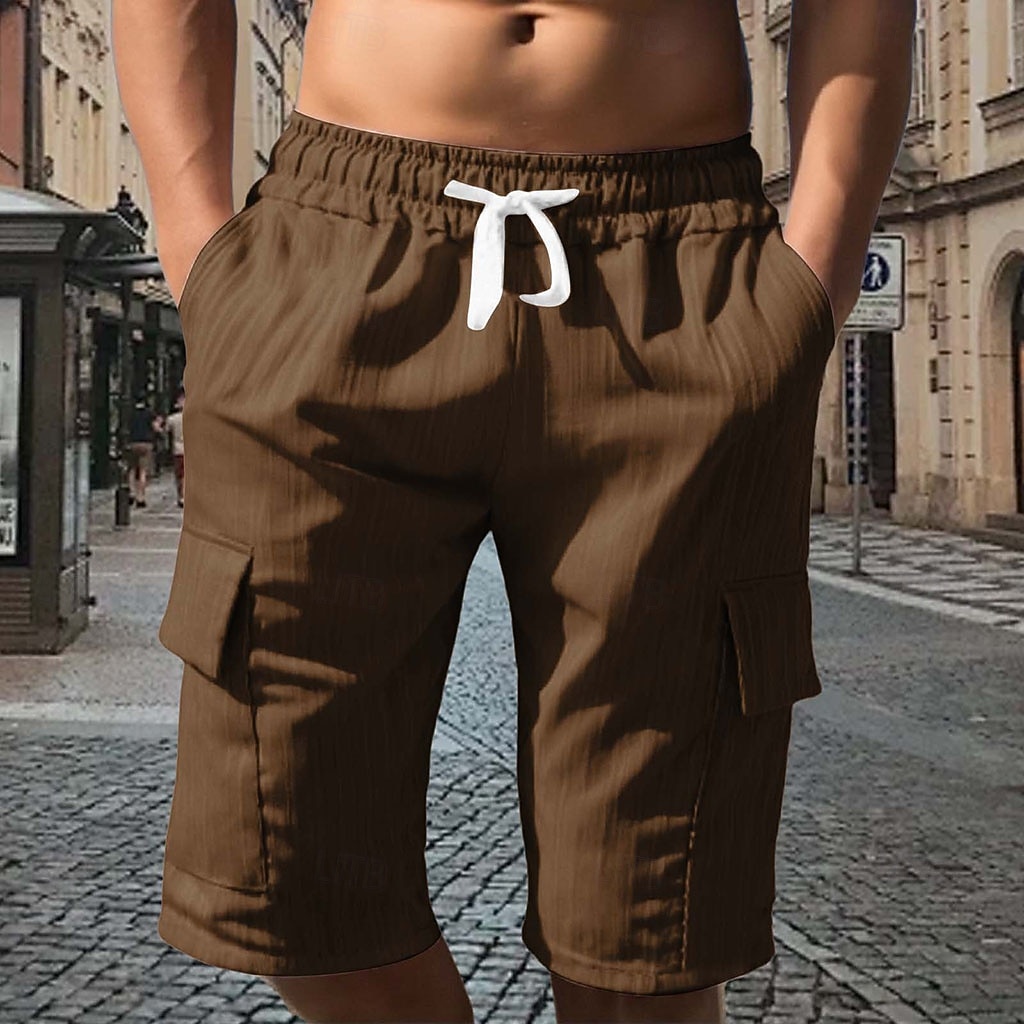 Men's Tactical Shorts Cargo Shorts Shorts Casual Shorts Drawstring Pocket Elastic Waist Plain Comfort Breathable Knee Length Casual Outdoor Vacation Vacation Fashion Navy Blue Micro-elastic 2026 - $21.99 –P9