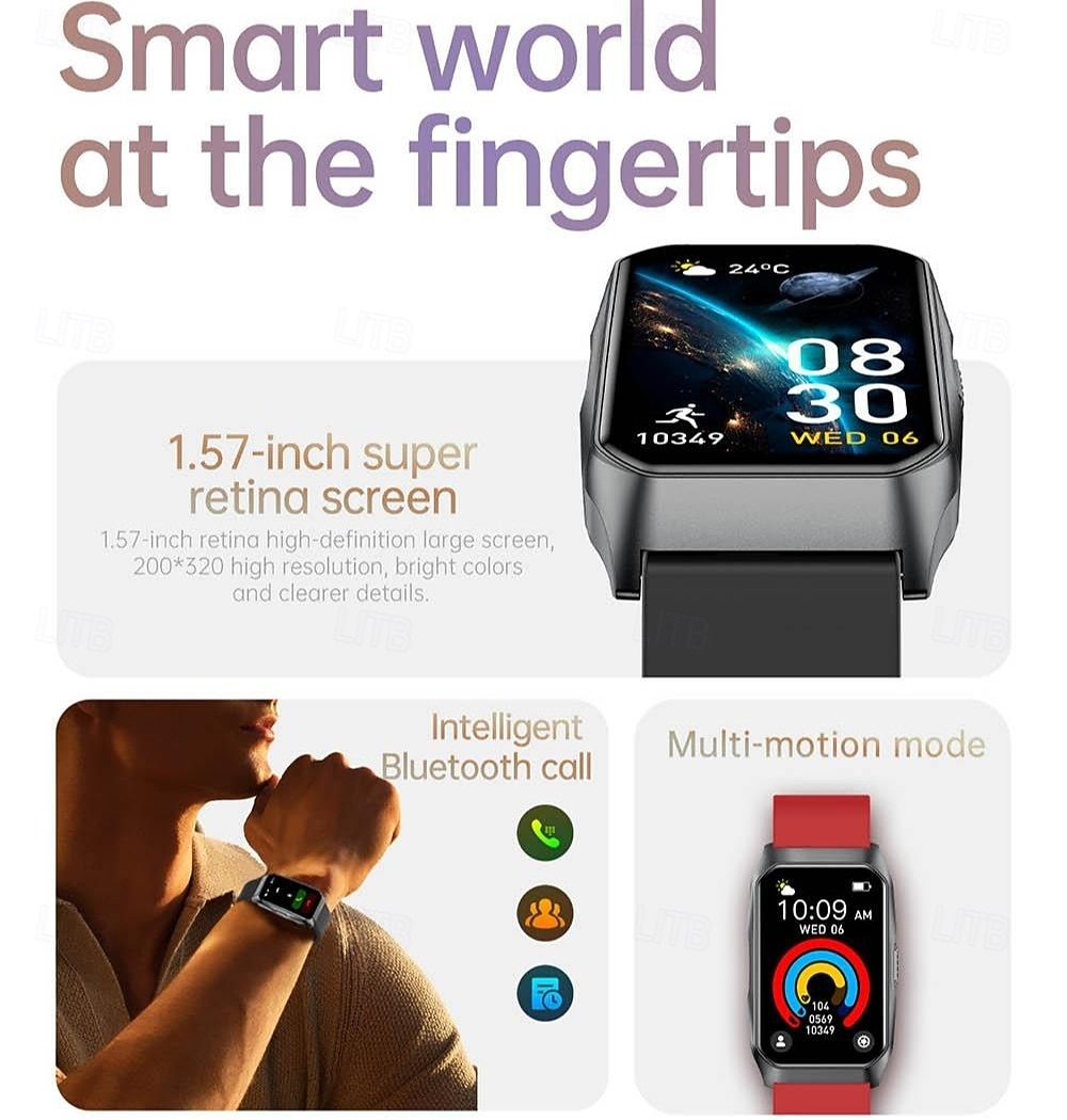 iMosi T69 Okos óra 1.57 hüvelyk Intelligens Watch Bluetooth Lépésszámláló Hívás emlékeztető Testmozgásfigyelő Kompatibilis valamivel Android iOS Uniszex Kéz nélküli hívások Vízálló Média kontroll IP68 2026 - $44.99 –P1