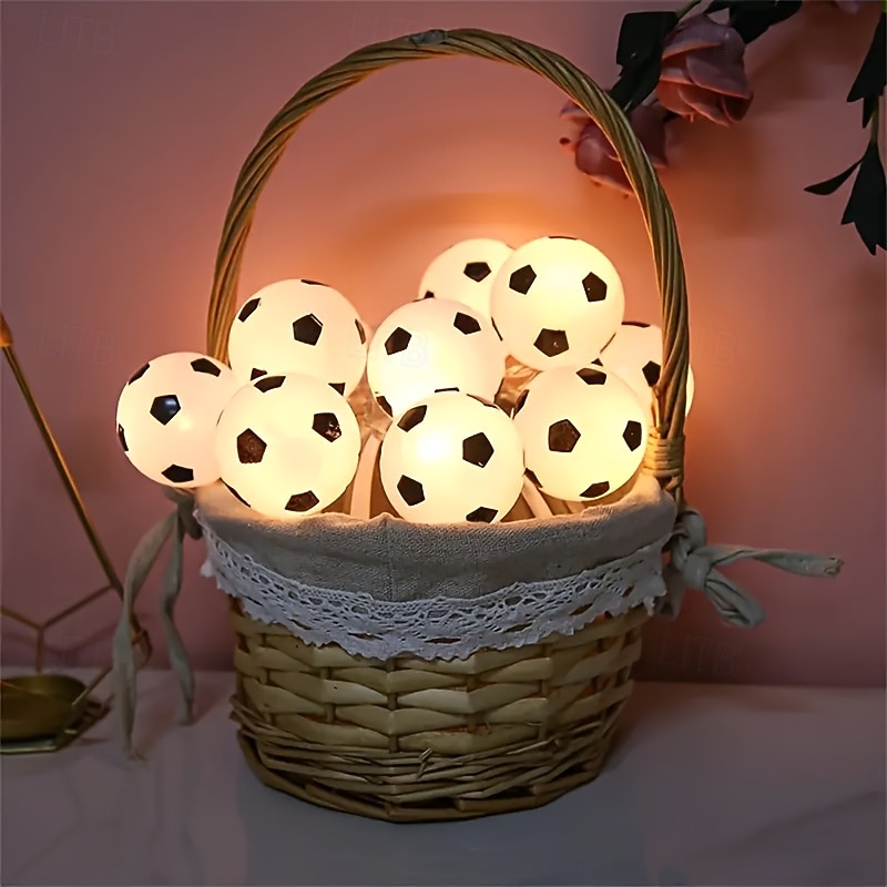 1 cadena de luces LED de 2 m y 10 ledes para balón de fútbol: luces LED de interior con caja de batería, luz cálida, luz blanca y opciones de luz de colores para sala de estar, dormitorio, fiesta y 2026 - $10.99 –P3