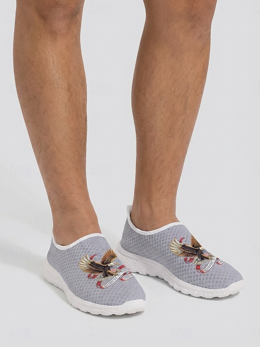 Men's Patriotic Breathable Mesh Slip-On Sneakers – Eagle and Flag Design for Parades, 4th of July, USA Anniversary and National Celebrations 2026 - $32.99 –P2