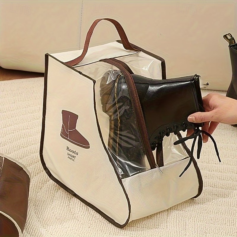 4pcs Non-Woven Fabric Boot Storage Bags with Handles, Home and Travel Dustproof Boot and Shoe Storage Bags, Suitable for Flat Shoes, Ankle Boots, and High-Top Boots, Travel Shoe Organizer 2026 - $21.99 –P5