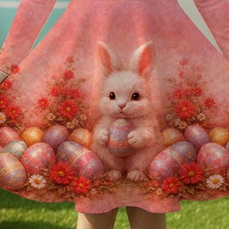 Pasen Meisjes 3D Grafisch Konijn Jurk Lange mouw 3D-afdrukken Lente Herfst Dagelijks Vakantie Feest Casual Prinses Mooi Kinderen 4-12 jaar Casual jurk A lijn jurk Tot de knie Normale pasvorm 2026 - $22.99 –P3