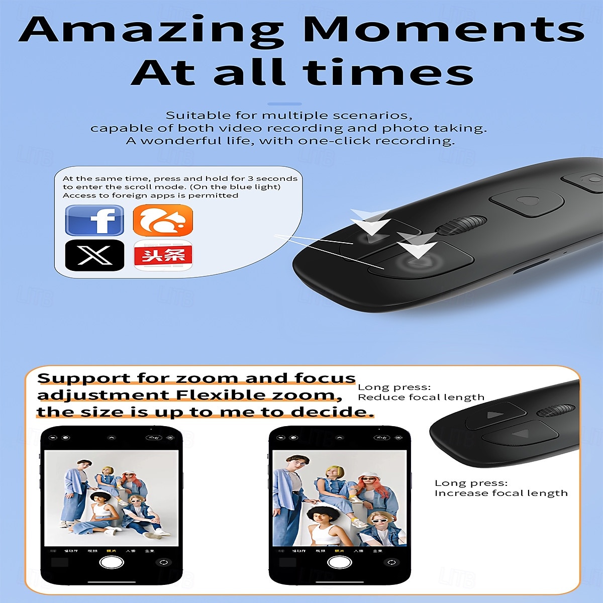 Bluetooth Page Turner for Kindle, TikTok Remote Control Scroller with Scroll Wheel, Wireless Selfie Camera Shutter Zoom Button for iPhone iPad Android, Long Battery Life 2026 - $17.99 –P5