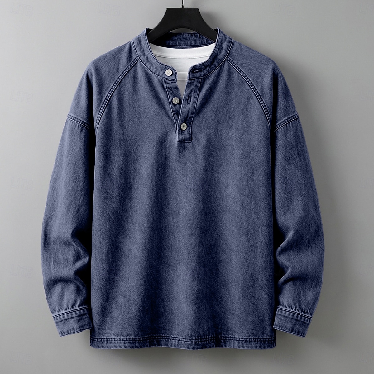 SoftFade™ Pánské tričko Henley košile 100% bavlna acid wash tričko tričko top dlouhý rukáv jednobarevné solid vintage streetwear casual barvené faded washed stojáček Henley casual domů street jaro 2026 - $31.99 –P18
