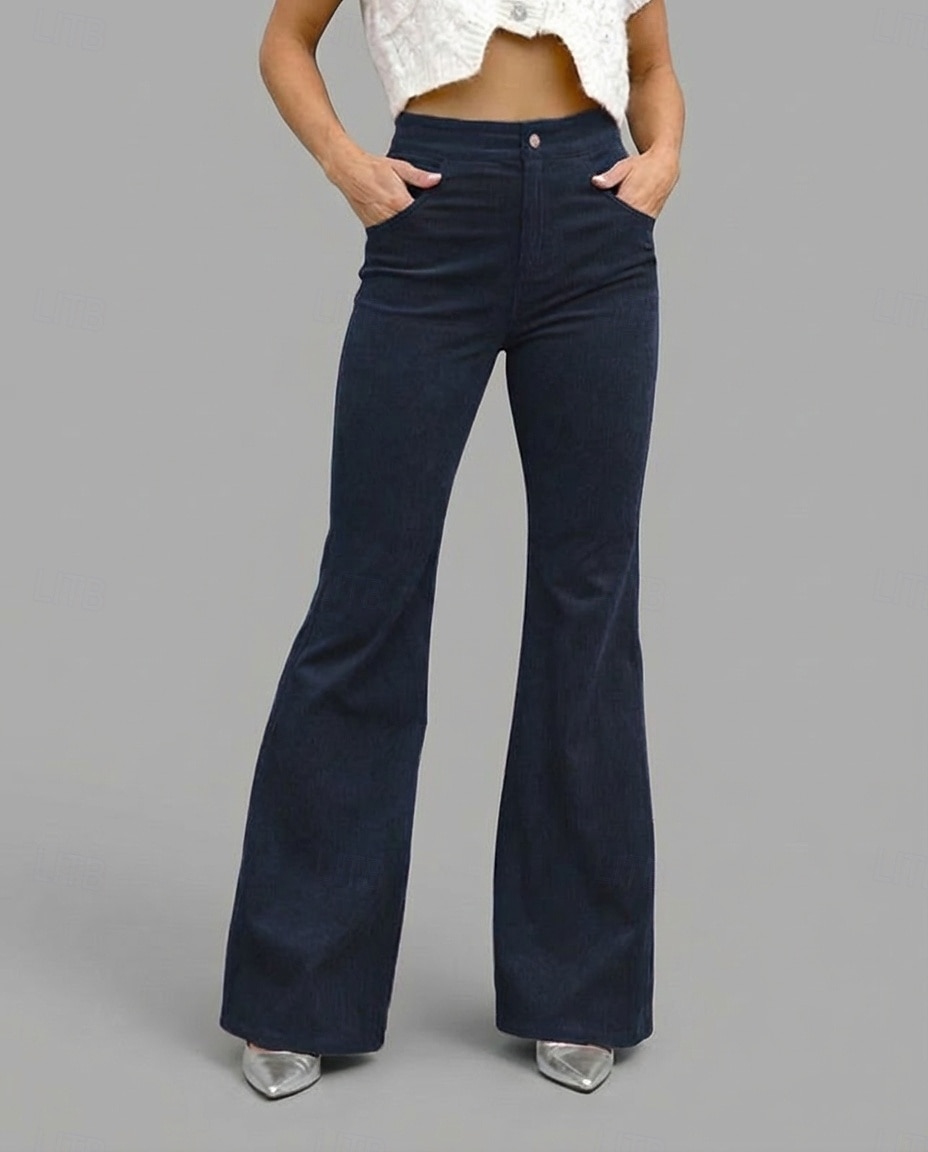 Women's Flare Vacation Fashion Streetwear Full Length High Waist Comfy Soft Micro-elastic Vacation Formal Street Blue Army Green Wine Black Fall Regular Fit 2026 - $22.99 –P5