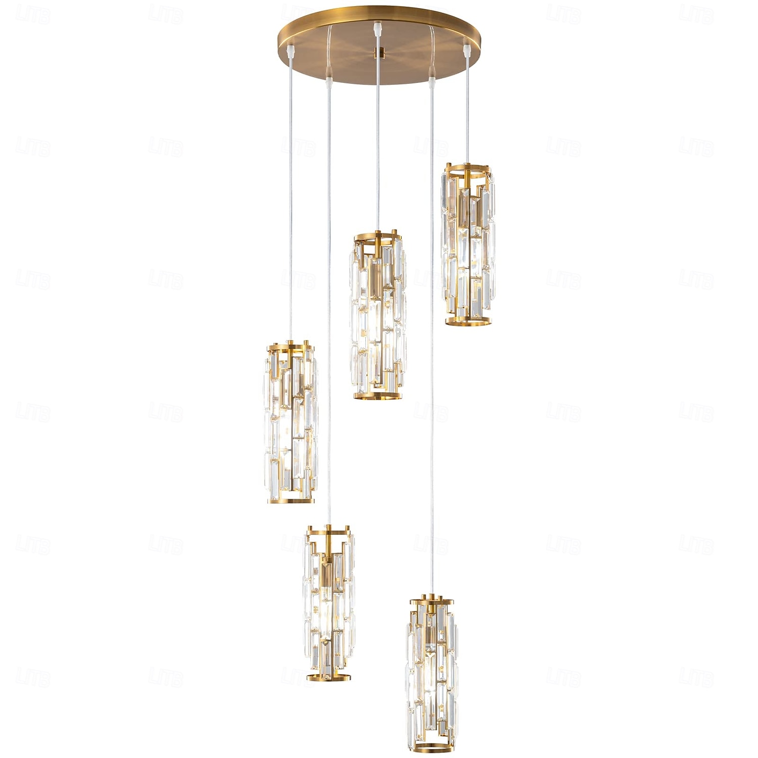 LMQNINE 5-Light Mini Crystal Pendant Chandelier – Adjustable Black Finish, Perfect For Kitchen Islands & Dining Rooms