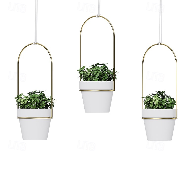 Ensemble de jardinières suspendues réglables pour fenêtre – support pour plantes en tige métallique avec 3 pots pour l'intérieur &Support mural extensible pour plantes d'extérieur, jardinière de 2026 ? $38.99 –P6