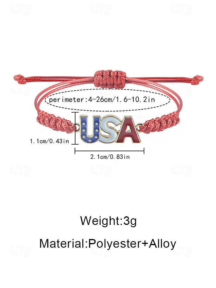 Unisex Alloy & Polyester Adjustable USA Flag Bracelet, Multi-Color Patriotic Charm Rope Bracelet for America 250th Anniversary, Independence Day, Casual Wear, Travel and Vacation Styling 2026 - THB ฿271 –P11