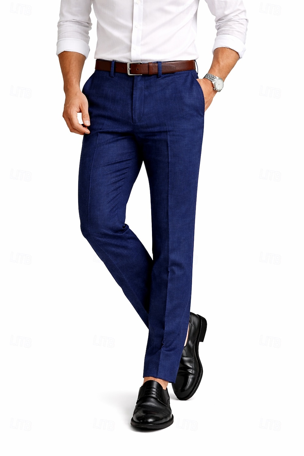 Uomo Cotone Lino Pantaloni Eleganti Pantaloni casual Affari Ufficio Vintage Classico & Senza Tempo Formale Bianco Rosa Borgogna Primavera & Estate Pantaloni Tinta unica Vestibilità aderente Lungo del 2026 a $39.99 –P10