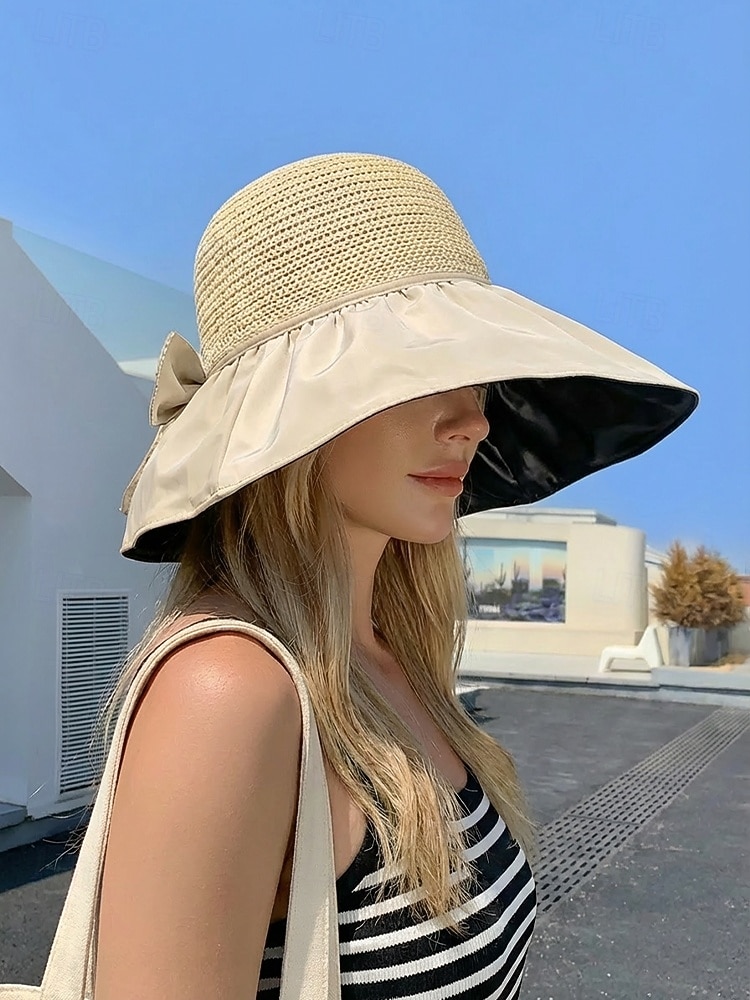 Женская складная солнцезащитная шляпа в стиле бохо с чехлом для хранения, портативная пляжная шляпа из полиэстера с широкими полями, различных цветов, для повседневной носки, путешествий, отдыха и курортного отдыха. 2026 - $11.99 –P3