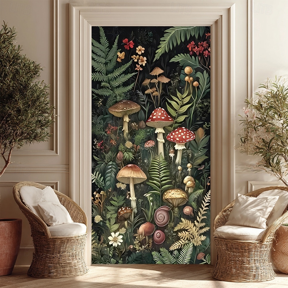 foresta di funghi incantata, luci fatate, funghi rossi e felci, stravagante striscione per porta, arazzo da parete, arredamento per la casa in stile cottage, decorazione per porta d'ingresso, del 2026 a E£1003.28 –P9