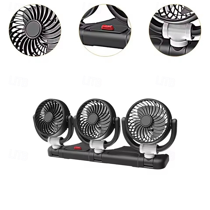 Ανεμιστήρας αυτοκινήτου τριπλής κεφαλής, ανεμιστήρας ψύξης οχήματος 12v 24v με τροφοδοσία USB 3 κεφαλών για ταμπλό, περιστρεφόμενος 360° ισχυρός, ήσυχος αυτόματος κυκλοφορητής αέρα για φορτηγό SUV RV 2026 - $68.99 –P4