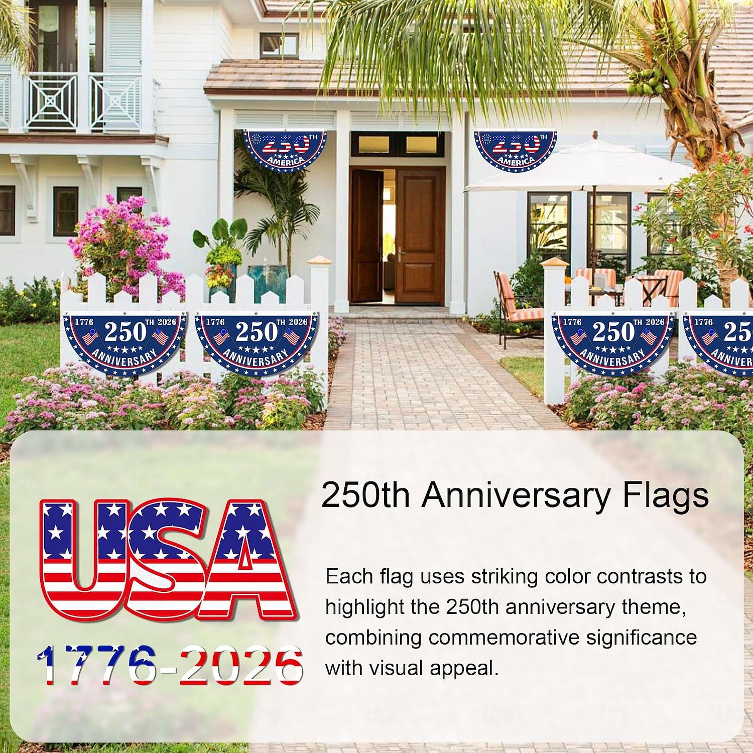 2 darab USA 250. évfordulós zászló 1,5X3 FT 1776-2026 szurkolói zászlók patriotikus csillagok kültéri díszek frontajtóra teraszra üdvözlő háttér fém grommetekkel 2026 - $17.99 –P4