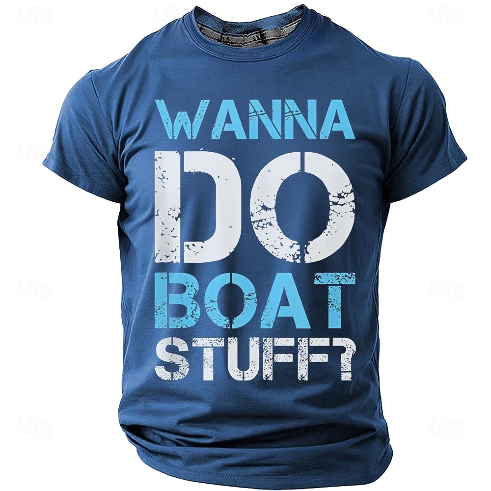 Heren T-shirt met retro nautische, boot- en watersportprint, distressed graphic, regular fit, geschikt voor het leven aan het meer of op het strand. Designer kleding in de maten S, M, L, XL, XXL en 2026 - ₪76 –P8