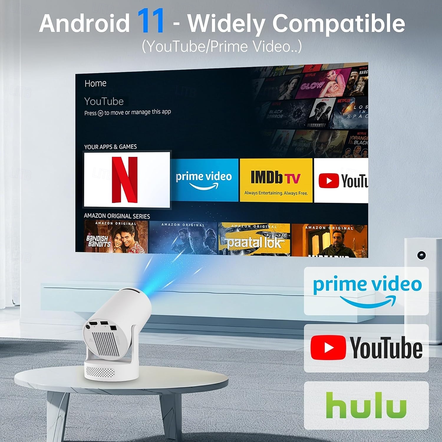 Portable Smart Mini Projector with WiFi and Bluetooth, 180° Rotatable Mini Projector for Outdoor Movies & Sports, Supports 4K, Perfect Soccer Fan Gift for 2026 Match Season Backyard Party Decor 2026 - $78.99 –P3