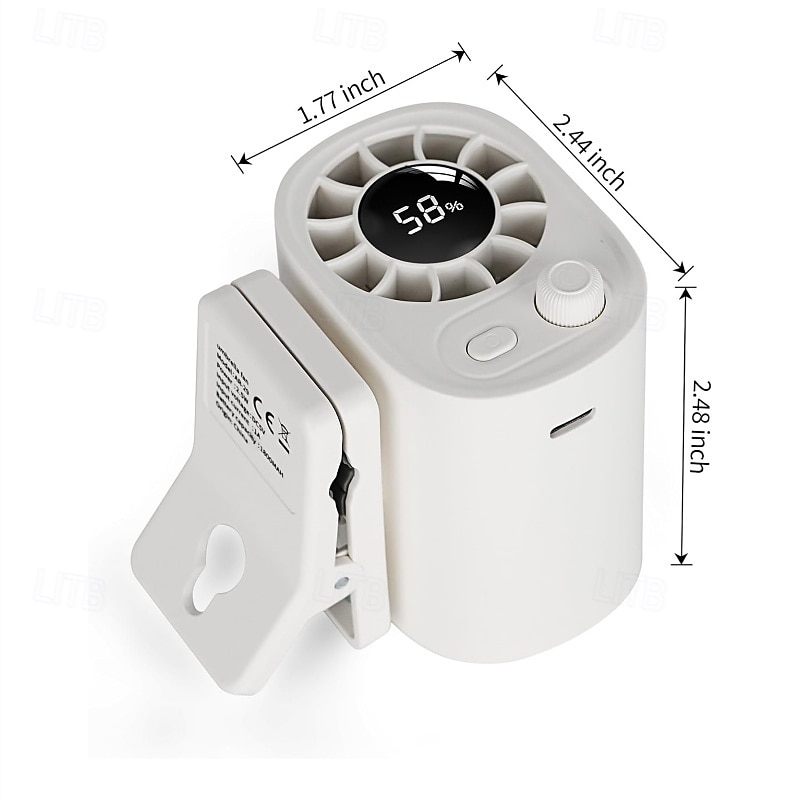 Ventilátor s klipem a LED displejem, nastavitelná rychlost 100 otáček, přenosný USB dobíjecí 1800mah baterie, osobní chladicí mini ventilátory, ruční, do deštníku, kanceláře, kempování, posilovny, na 2026 - $33.99 –P7