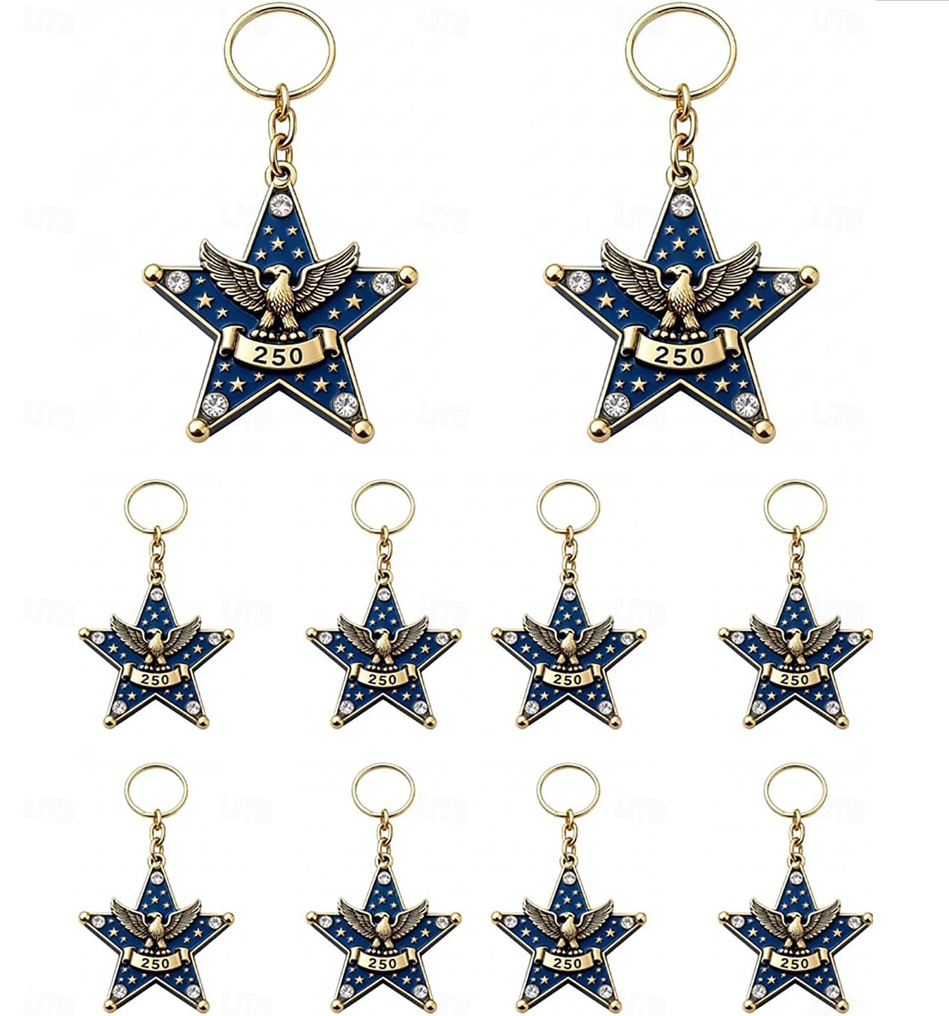 Portachiavi da 10 pezzi per il 250° anniversario degli Stati Uniti, portachiavi con bandiera americana del corpo dei Marines 1776-2026, regali per veterani per cittadini statunitensi, decorazioni del 2026 a $16.99 –P7