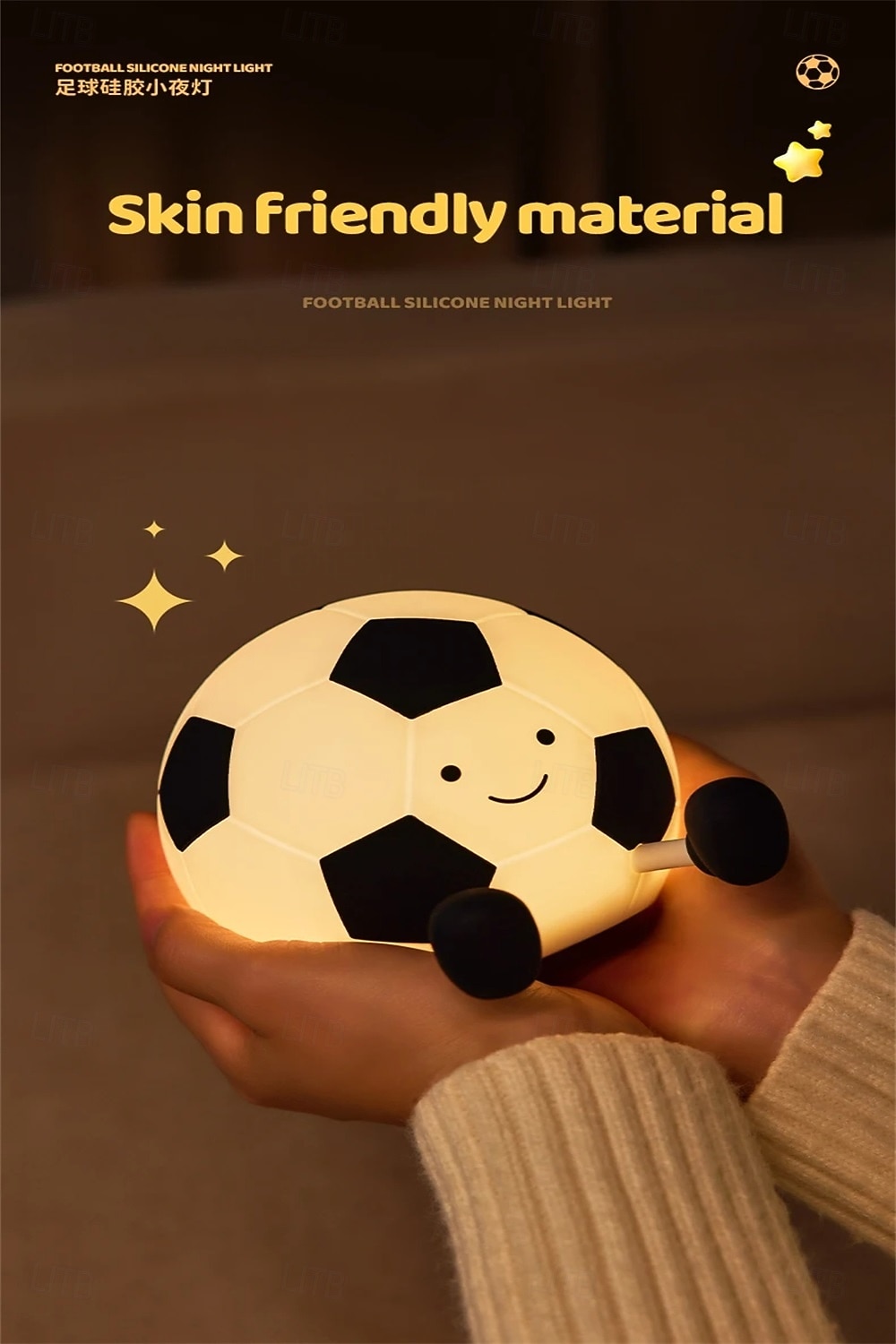 Soccer Night Light for Kids Boys, Soft Silicone Football Lamp with 3 Brightness Levels and Timer, USB Rechargeable Squishy Bedside Light for Bedroom Decor, Cute Sports Gift for Soccer Fans 2026 - $17.99 –P5