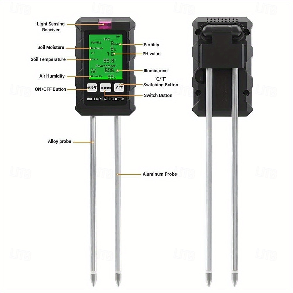 6-in-1 Digital Soil pH Meter for Garden Plants, Professional Soil Tester for Moisture, Fertility, Sunlight, Temperature & Humidity, Accurate Soil Test Kit for Indoor Outdoor Lawn, Farm, Plant Care 2026 - $35.99 –P10
