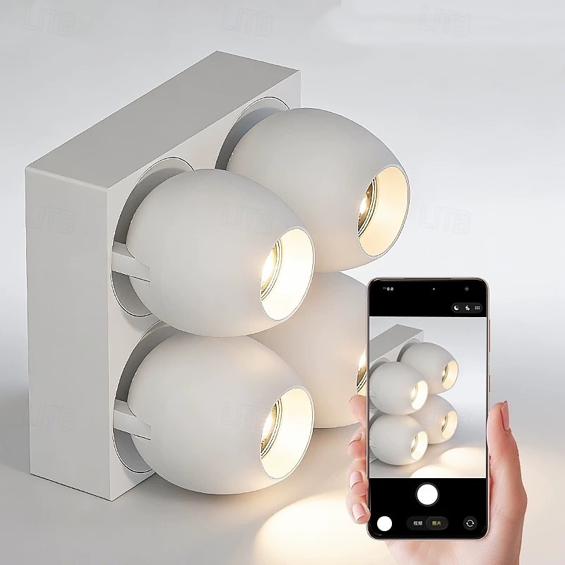 led 1 πακέτο προβολέων από ύφασμα με διακόπτη dimmer, ρυθμιζόμενο, όλα τα λευκά σκίαστρα, ελεγχόμενα μέσω εφαρμογής 2026 - $97.99 –P2