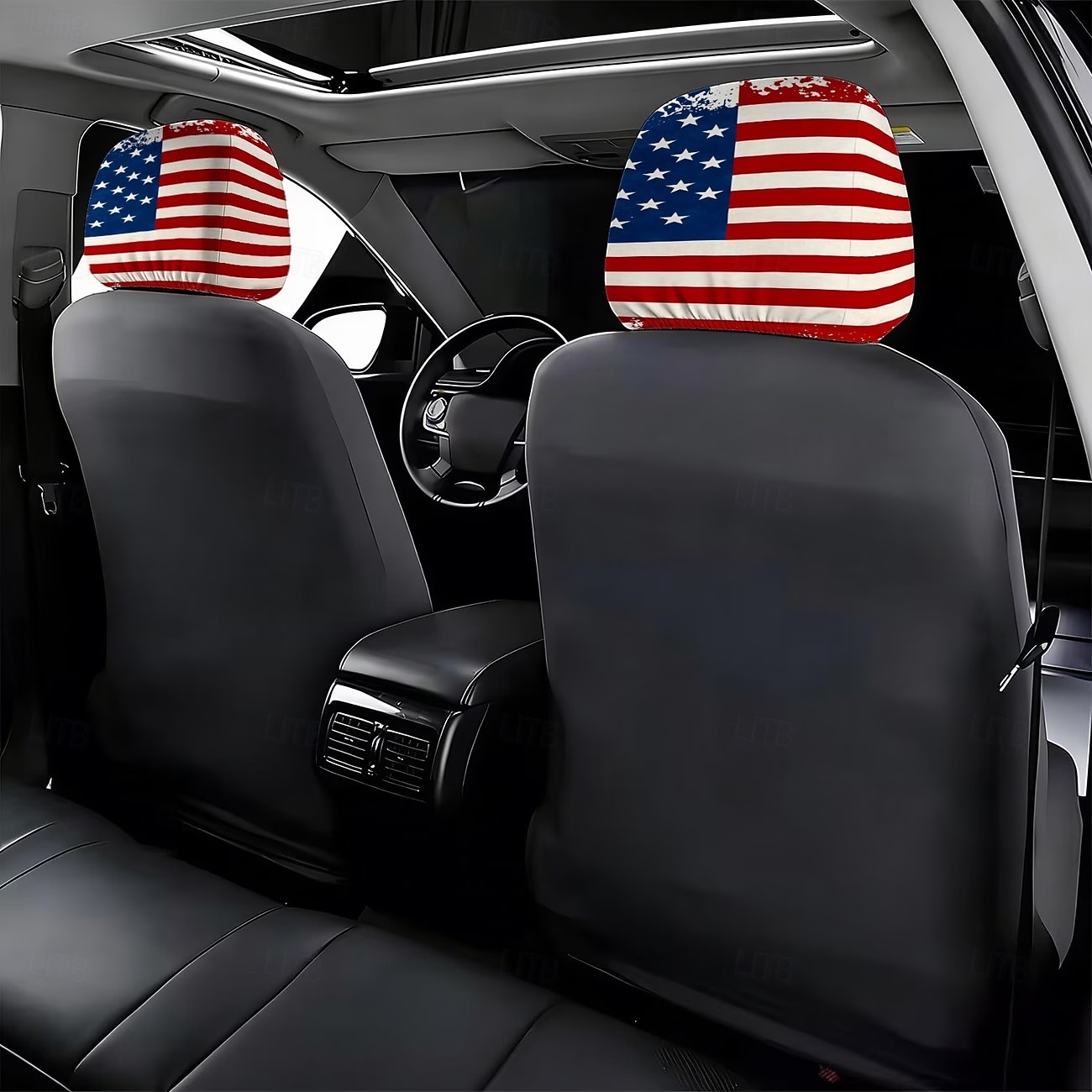 2 fundas para reposacabezas de coche con diseño de bandera estadounidense, con estampado de estrellas y rayas rojas, blancas y azules, ajuste universal, fácil de limpiar, suave y cómoda, ideal para 2026 - $9.49 –P9