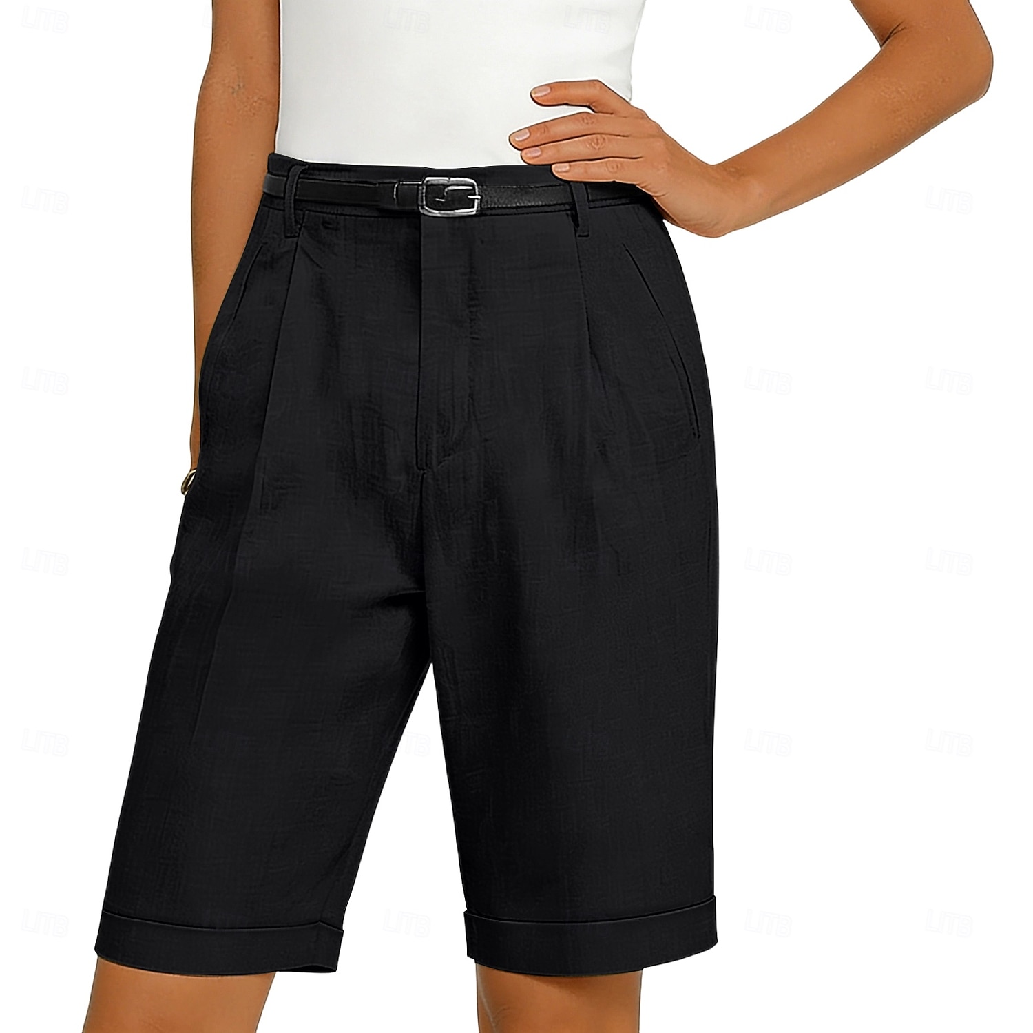 Per donna Shorts Shorts di Lino Shorts eleganti Pantaloncini Estivi Vacanza Moda Essenziale Lunghezza al ginocchio Vita media Semplice Tasca Elastico in vita Gamba Dritta Leggero Confortevole del 2026 a $22.99 –P8