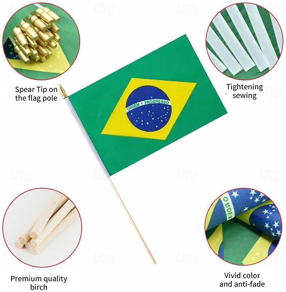 25Pack Small Brazil Flag Handheld Mini Brazilian Flag on Stick 5x8 Inch for Soccer World Summer Cup Match, Sports Events, Party Decorations, Fans Cheering 2026 - $16.99 –P3