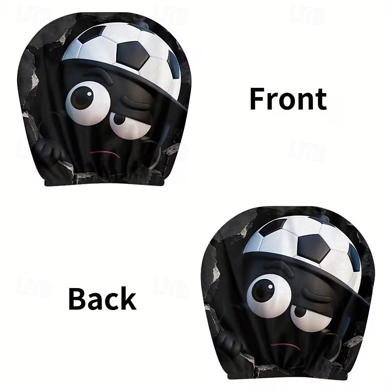 2 stuks grappige hoofdsteunhoezen met voetbalhoofd-uitdrukking voor in de auto, gemaakt van non-woven polyester, universele pasvorm, wasbaar, eenvoudig te installeren, perfect voor roadtrips of 2026 - $9.49 –P25