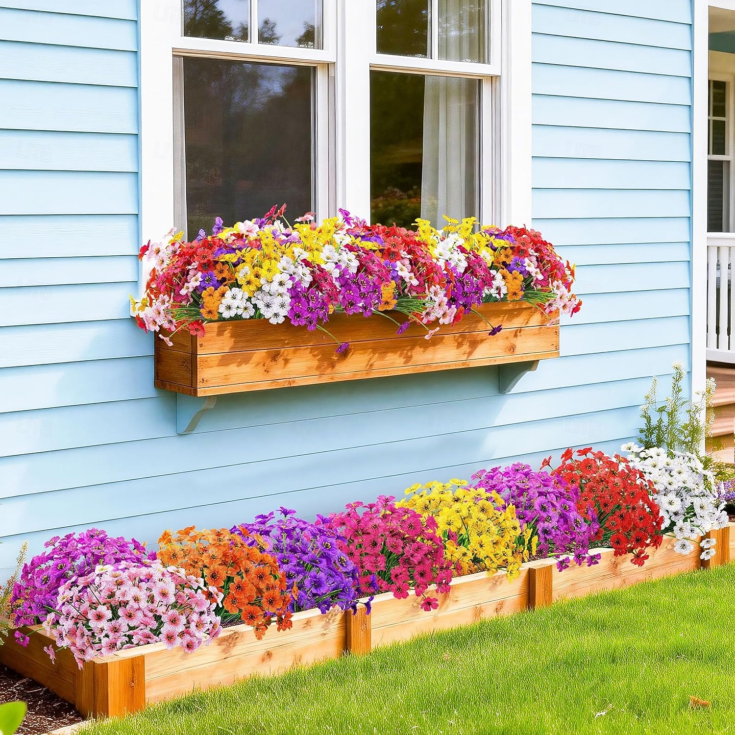 2026年 屋外用UV耐性フェイクパンツ春の花の造花24束、屋外プランター、結婚式、自宅、庭、パティオ、ポーチの装飾（8色）  コレクション – $28.99 –P7