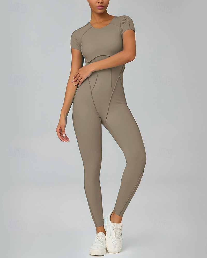 Mujer Mono de Fitness Pijama Mono Color sólido Body Verano Primavera Otoño Arroz blanco Rosa Entrenamiento de gimnasio Aptitud física Yoga Eslático Transpirable Manga Corta Deporte Ropa de Deporte 2026 - $44.99 –P16