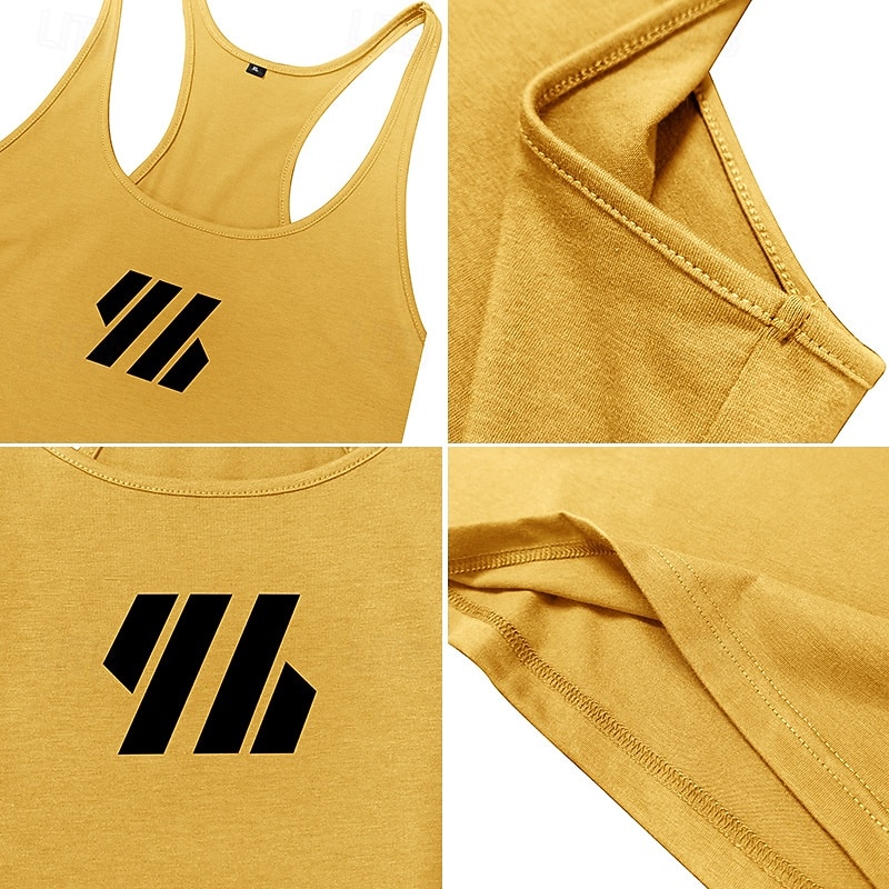 Per uomo Canotta Gilet Maglietta senza maniche Maglietta per muscoli da palestra Senza Maniche Collo a U Estate Semplice Moda Classico Confortevole Casuale Sportivo Ferie Nero Bianco Giallo Maglietta del 2026 a $6.49 –P14