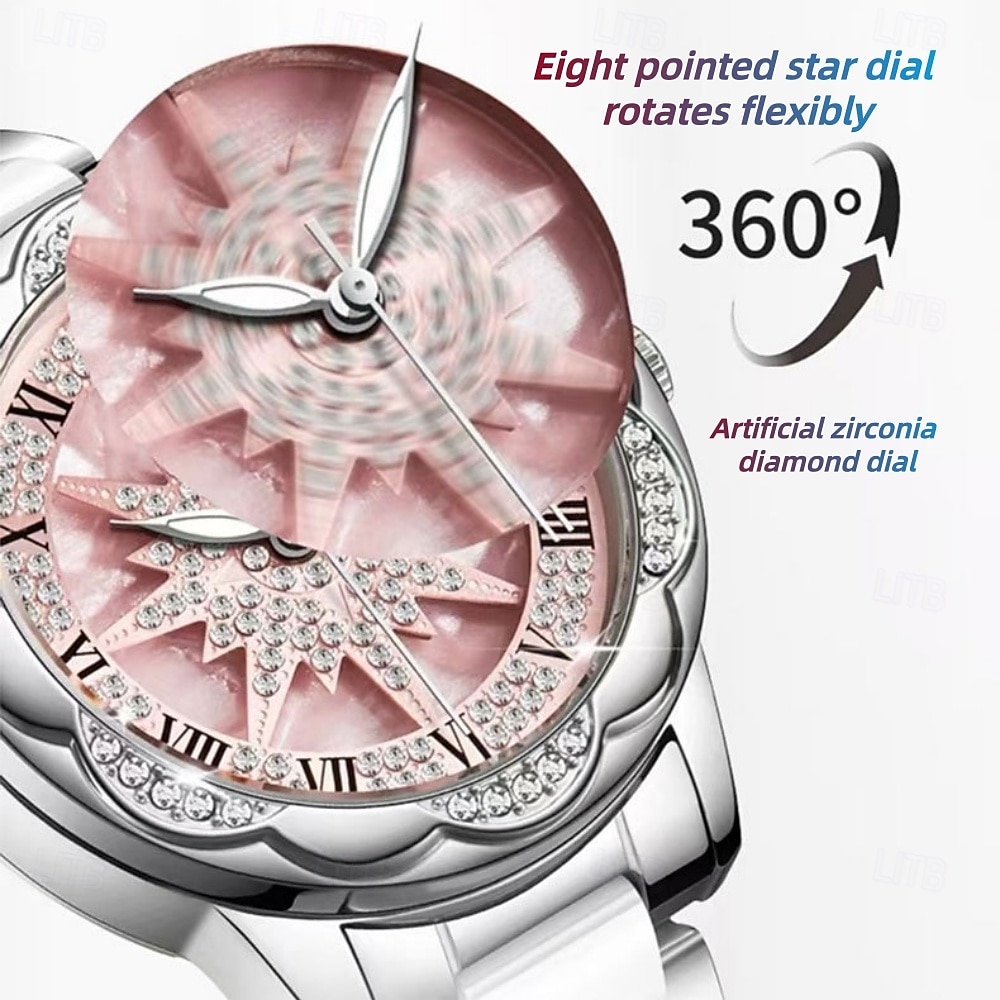 A Niche Luxury Women's Watch with A Rotatable Artificial Zirconia Diamond Inlaid Dial, Ceramic Strap, and Stainless Steel Case. It Is The Best Gift Choice for Women's Birthdays, Holidays, and Annivers 2026 - $43.99 –P6