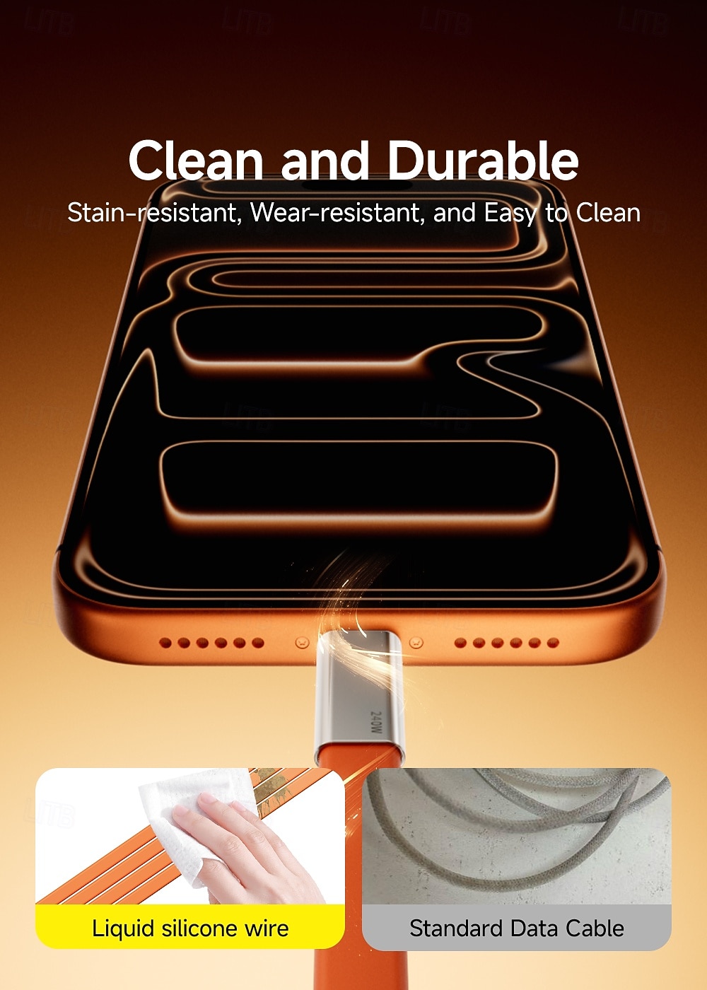 Καλώδιο φόρτισης υψηλής ισχύος 240w τύπου C με βάση στήριξης, σχεδιασμός 2 σε 1 για φόρτιση &Προβολή hands-free, γρήγορη μεταφορά 480mbps, υλικό υγρής σιλικόνης, κέλυφος από κράμα ψευδαργύρου, 2026 - $22.99 –P5