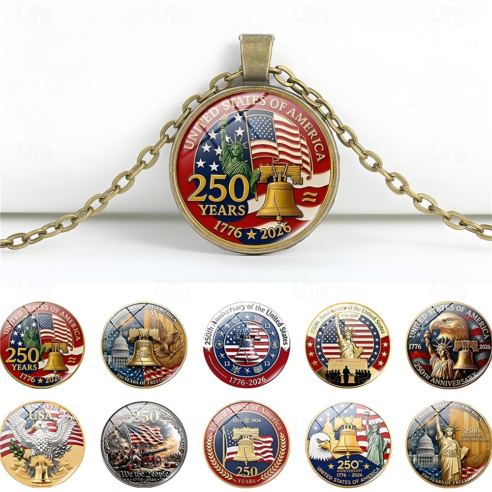 4pcs U.S 250th Anniversary Necklace Set – 2D Eagle & American Flag Pendant, Patriotic Commemorative Jewelry, 1776-2026 Collectible, Independence Day, 4th of July, USA Pride Gift 2026 - $15.99 –P1