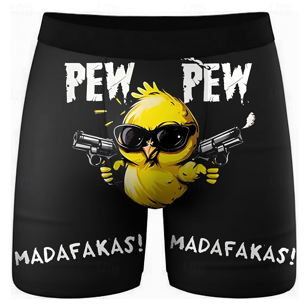Муж. Мультипликация птенец Забавный сленг Эластичные боксерские трусы Плавки Боксерские шорты для плавания Веселая Повседневные Дом Пляжный отдых 2026 - $16.99 –P4