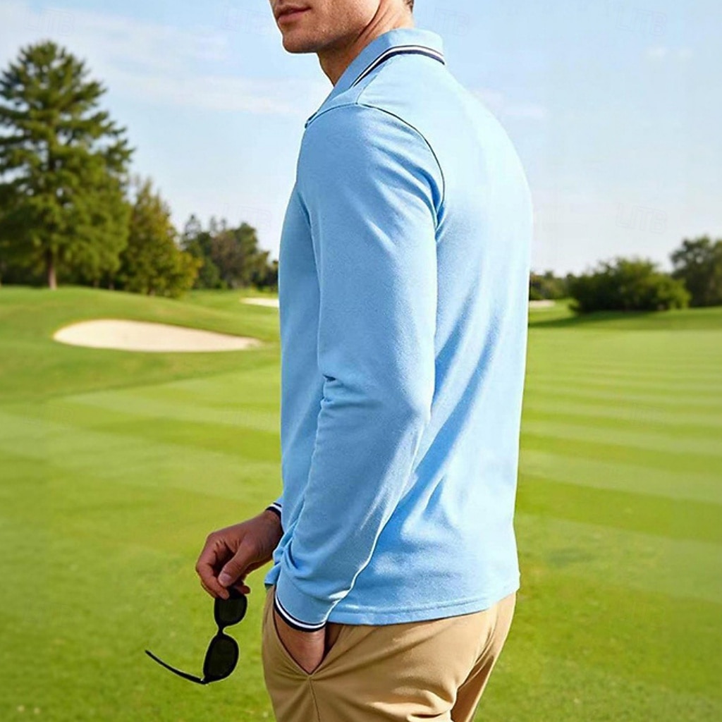 Men's Golf Shirt Golf Polos Shirts Casual Street Lapel Long Sleeve Basic Modern Plain Buttons Spring Fall Regular Fit Black White Red Navy Blue Dark Grey Light Blue Golf Shirt 2026 - $20.99 –P4