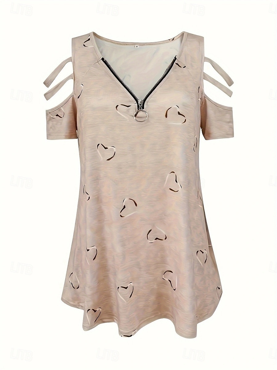 Women's Mini Dress Casual Dress Print Dress Elegant Fashion Modern Outdoor Vacation Going out Loose Fit Heart Short Sleeve V Neck Blue White Purple Green Summer Spring 2026 - $16.49 –P15