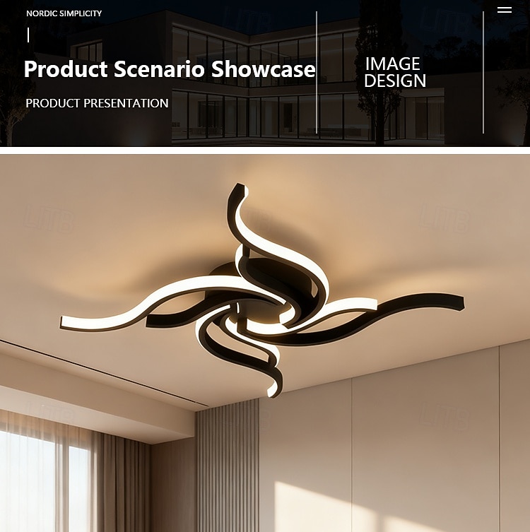 Modern LED Ceiling Light Fixture,56W 3360 Lumen ,Flush Mount Ceiling Chandelier, Ceiling Lamp for Kitchen Bedroom Study Living Room Office Dining Room,Dimming Remote Control 2026 - $105.99 –P6