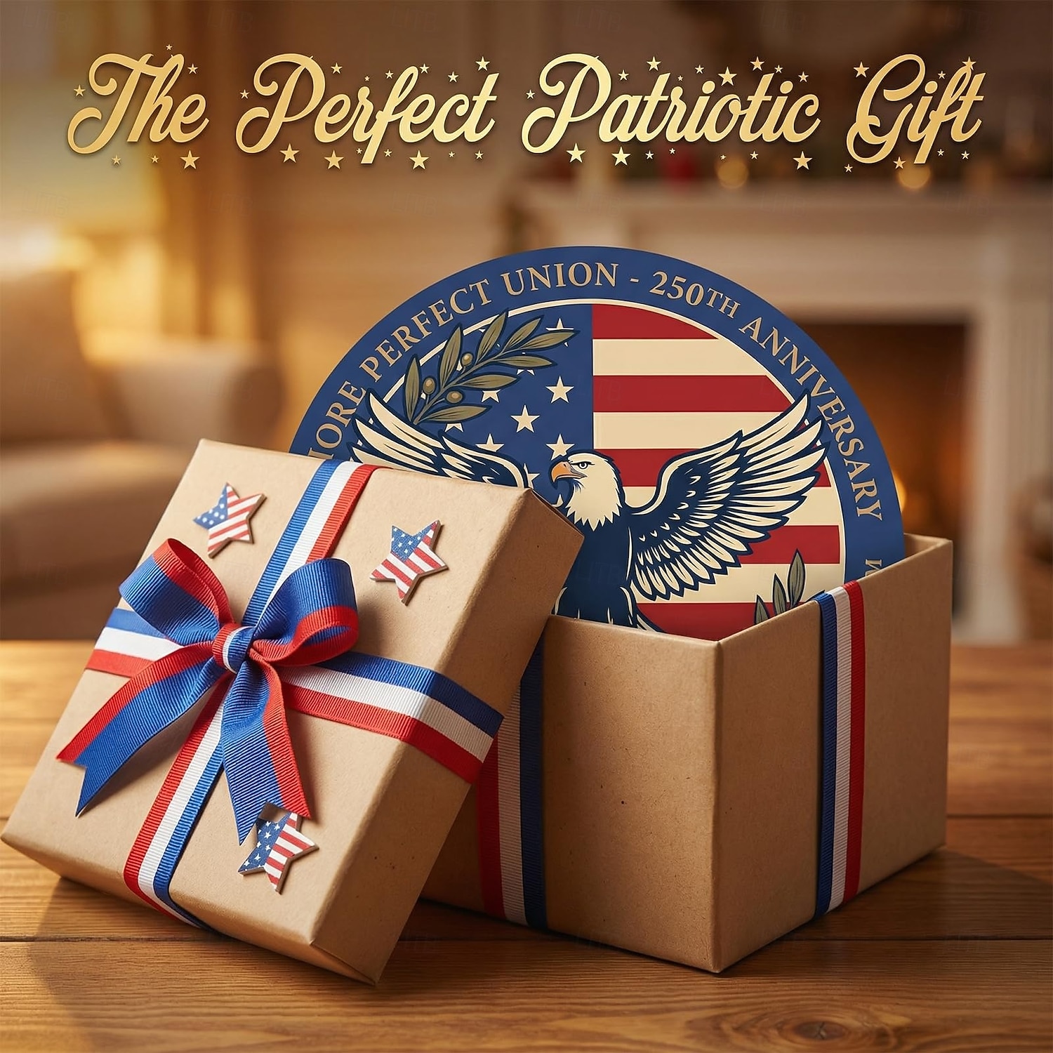 Az USA 250. évfordulójára készült fa ajtótábla – 30 cm-es kerek, fából készült tornácdísz kopasz sassal és zászlóval, hazafias július 4-i dekoráció, 1776–2026 közötti függetlenség napja 2026 - $12.99 –P6