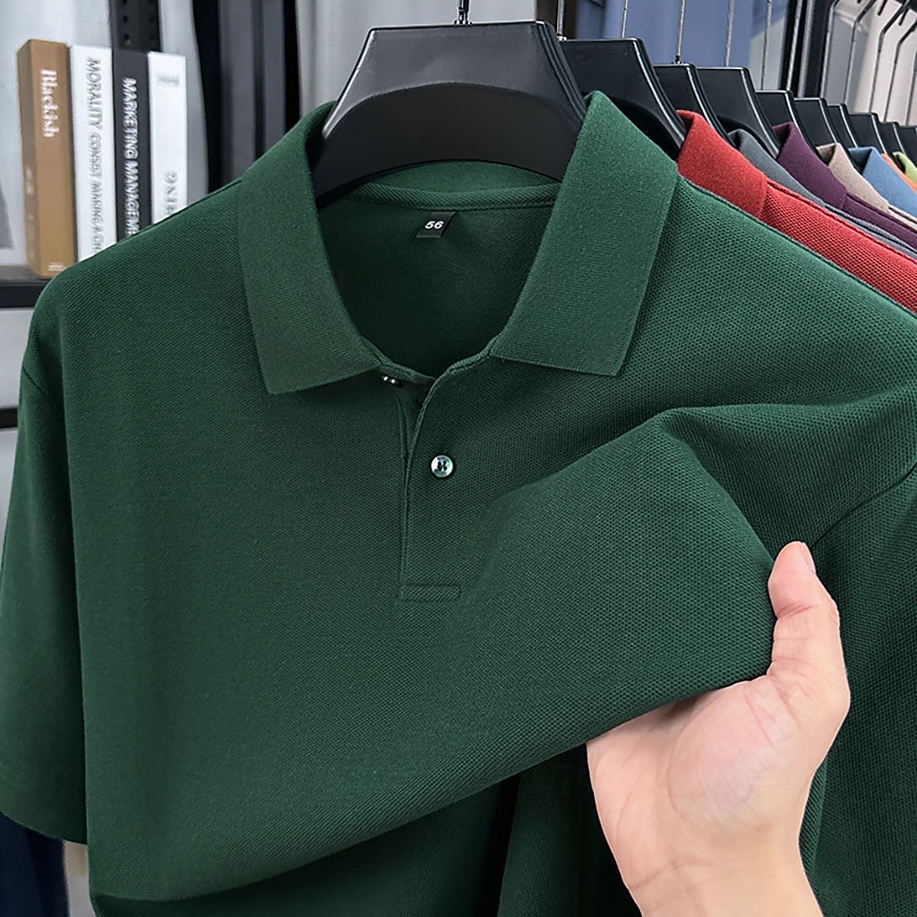 Men's Polo Polo Shirts Casual Vacation Lapel Short Sleeve Fashion Modern Plain Buttons Plain Summer Spring Regular Fit Lake blue Black White Yellow Pink Red Polo 2026 - $18.99 –P10