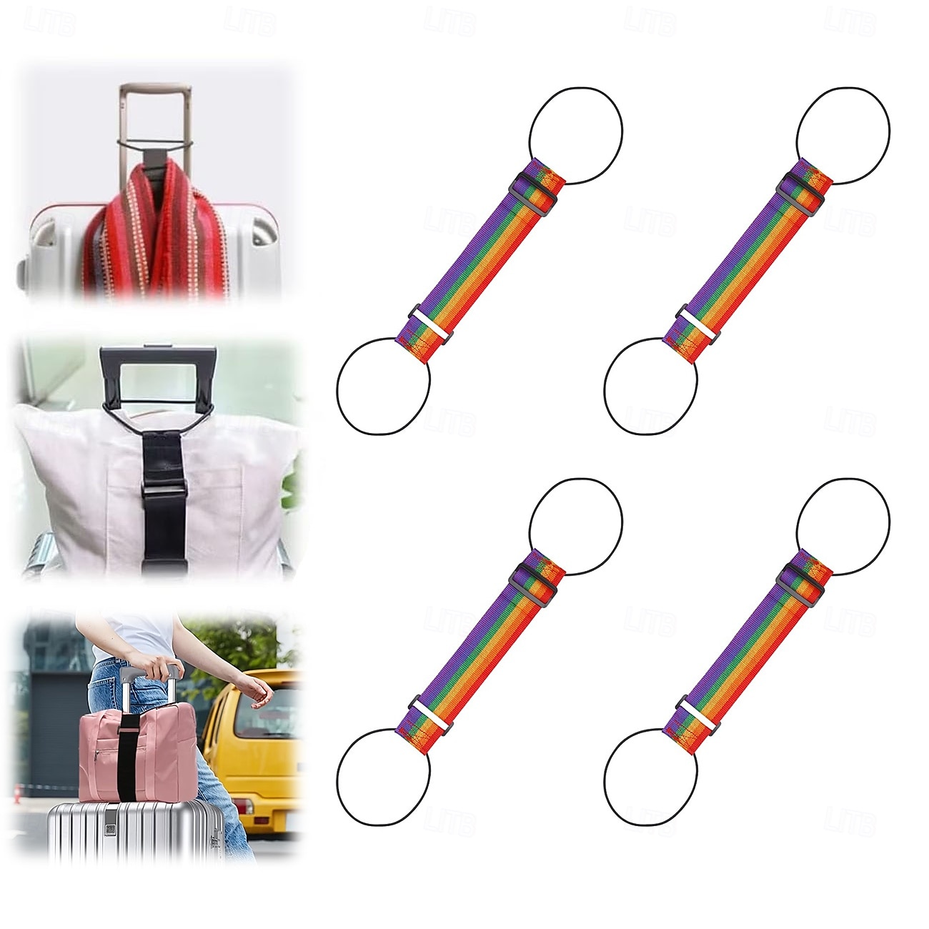Conjunto de 4 cintas de bagagem ajustáveis e resistentes com trava de segurança para malas, bolsas de viagem e mochilas. Cintas de viagem confiáveis para homens e mulheres, que previnem a perda de de 2026 por $16.99 –P11