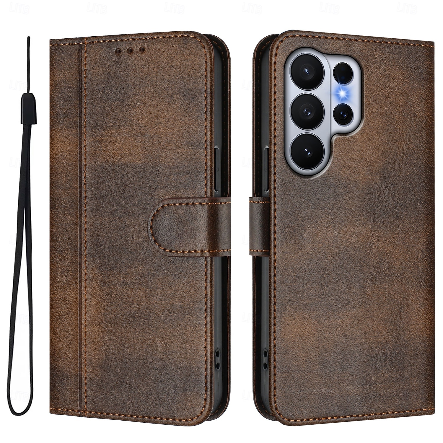 telefon Kılıf Na Samsung Galaxy S26 S26 Ultra Plus Etui na karty portfela Z podpórką Obsługa ładowania bezprzewodowego z paskiem na nadgarstek Retro TPU Skóra PU 2026 - $15.99 –P3
