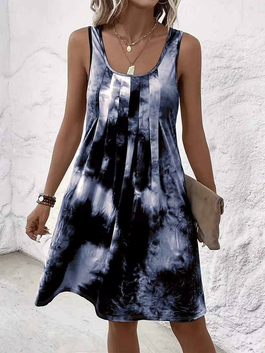 Mujer Mini vestido Vestido de verano Vestido de una línea Vestido sin tirantes Vacaciones Casual Playa Noche Ajuste regular Graphic Tie-dye Abstracto Sin Mangas Escote en U Azul Piscina Rojo Verde 2026 - $29.99 –P7